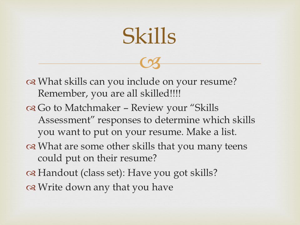 write about your skills